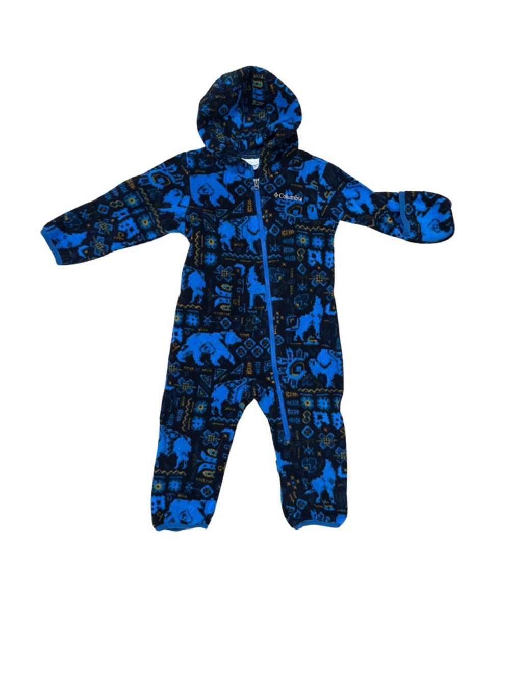 Columbia Blue and Black Hooded Fleece One-Piece for Kids